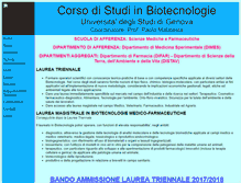 Tablet Screenshot of biotecnologie.unige.it
